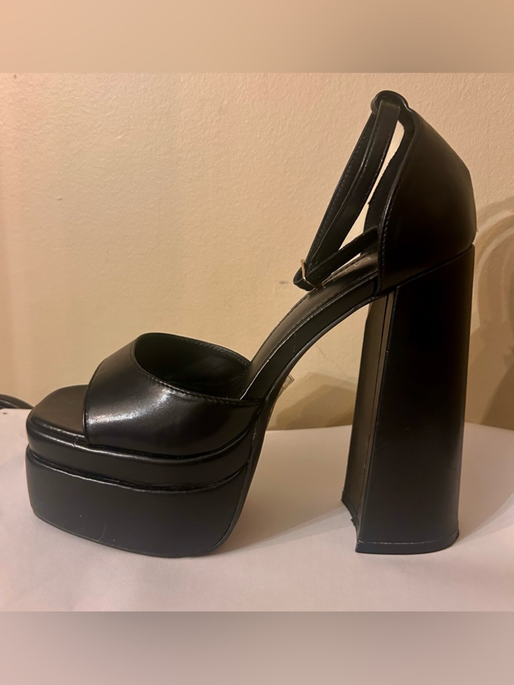 Simmi  London Black Platform Ankle-Strap Heels